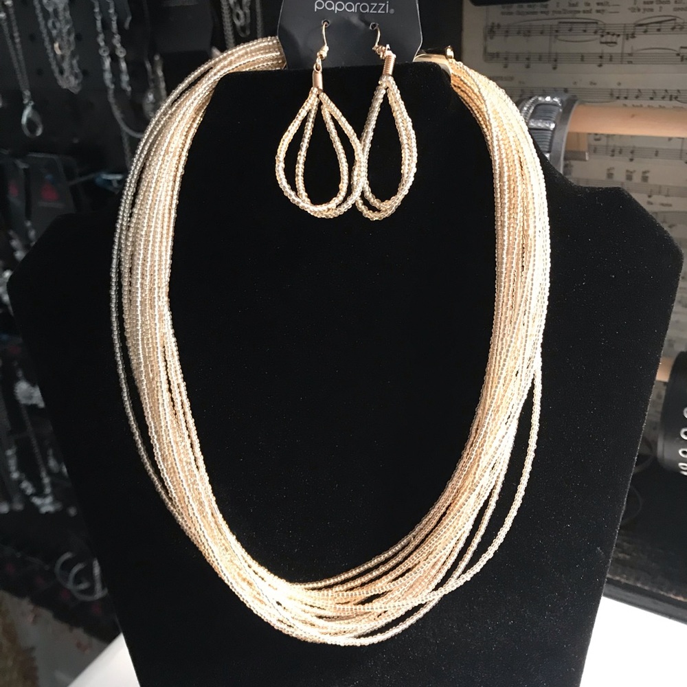 Paparazzi seed bead necklace and earrings